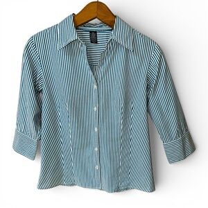 Old College Inn Blue And White Stripe Blouse Size M